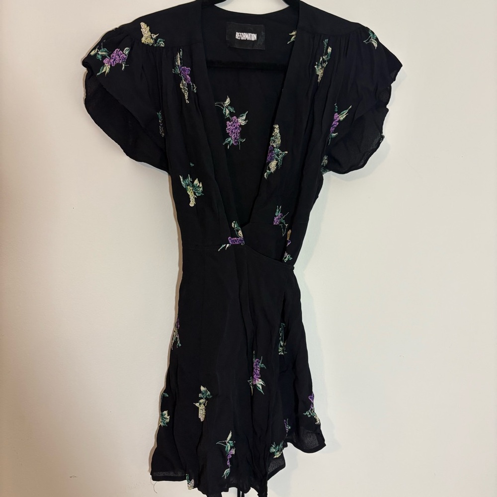 Reformation Black Floral Midi Dress